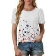 thumbnail image 2 of Hrsba Ladies Tops and Blouses,Print Crewneck Short Sleeve Puff Sleeve Summer Ladies Casual T Shirt Tops Breathable Soft Comfy Wear, 2 of 5