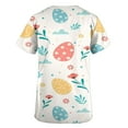 thumbnail image 3 of Rciityk V-Neck Scrub Top for Women Easter Print Summer Causal Loose V Neck T Shirts Nursing Uniform Top Regular Medicals Scrub Top with Pockets, 3 of 4