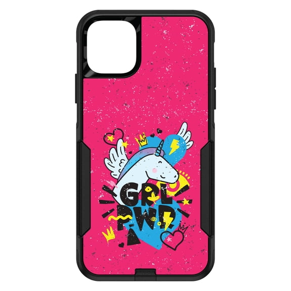 DistinctInk Custom SKIN / DECAL compatible with OtterBox Commuter for iPhone 11 (6.1" Screen) - Girl Power - GRL PWR - Unicorn Hearts Graffiti