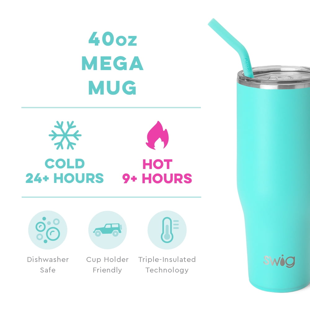 Swig Life 40oz Mega Mug | Insulated Stainless Steel Tumbler with Handle | Confetti