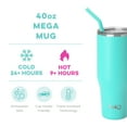 thumbnail image 2 of Swig Life 40oz Mega Mug | Insulated Stainless Steel Tumbler with Handle | Aqua, 2 of 8