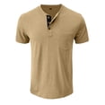 thumbnail image 6 of Men's Henley Shirts Short Sleeve Button Cotton Tee with Chest Pocket, Casual Summer Lightweight Classic T-Shirt Tops ,XXL,Complexion, 6 of 6