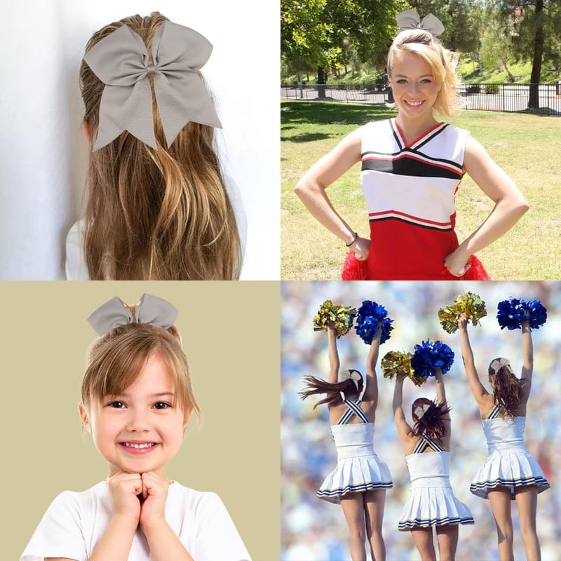 Vorkoi 2PCS Large Cheer Bows for Cheerleaders Hair Bows for Girls Softball Hair Bows Teen Girls College Sports Elastic Ponytail Holder School Cheerleading Hair Accessories 8 Inch Bows for Girls