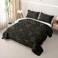 thumbnail image 3 of jejeloiu Retro Floral Bed Spread Queen,Diamond Print Queen Coverlet Set For Adults,Black Gold,3-Piece, 3 of 7