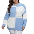 thumbnail image 1 of ameIAEA Long Sleeve Sweaters for Women Crewneck Color Block Knitted Pullover Tops 2024 Fall Winter Clothes, 1 of 7