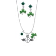 thumbnail image 1 of Delight Jewelry Silvertone Winged Peace Sign with Crown Green Shamrock Necklace and Clover Earrings Jewelry Set, 1 of 5