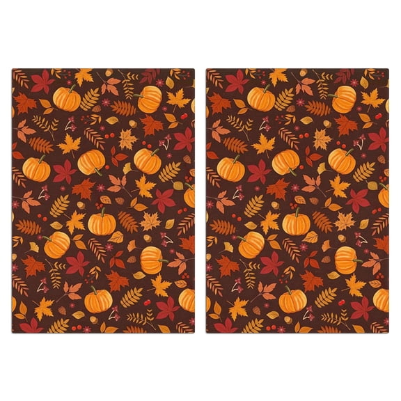 Autumn Maple Leaf Dish Towels Set - 2-Pack Absorbent Pumpkin Tea Towels, Farmhouse Kitchen Decor
