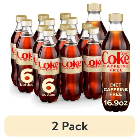 (2 pack) Diet Coke Caffeine-Free Soda Pop Bottles, 16.9 fl oz, 6 Pack