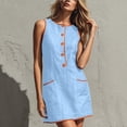 thumbnail image 6 of Bxsruta Womens Summer Dress Casual Sleeveless Sundress Button Front Mini Tunic Dresses with Pockets, 6 of 7