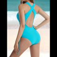 thumbnail image 4 of Traje de Baño de una Pieza con Cordones y Escote en V Profundo para Mujer Lago Azul L, 4 of 8