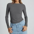 thumbnail image 4 of Dyfzdhu Long Sleeve Shirts For Women Long Sleeved Round Neck Slim Bottom Sweater Basic Clothing For Outdoor Wear Sports Top Womens Blouses, 4 of 6