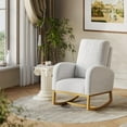thumbnail image 4 of QinaQin Upholstered Nursery Rocking Chair, Soft Chenille Glider Armchair with High Back Support and Side Pocket, 4 of 7