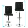 thumbnail image 3 of Elama 2 Piece Square Tufted Faux Leather Adjustable Bar Stool in Black with Chrome Base, 3 of 9