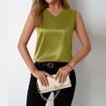 thumbnail image 7 of Women's Satin Tank Top, V Neck Casual Camisole Sleeveless Blouse for Summer Basic Wear and Layering,Green,XL, 7 of 7