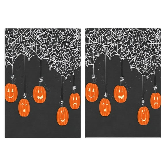 Halloween Kitchen Towels Set of 2 - 18x26 Inch Ghost, Pumpkin, Bat & Cat Design Dish Towels for Seasonal Decor