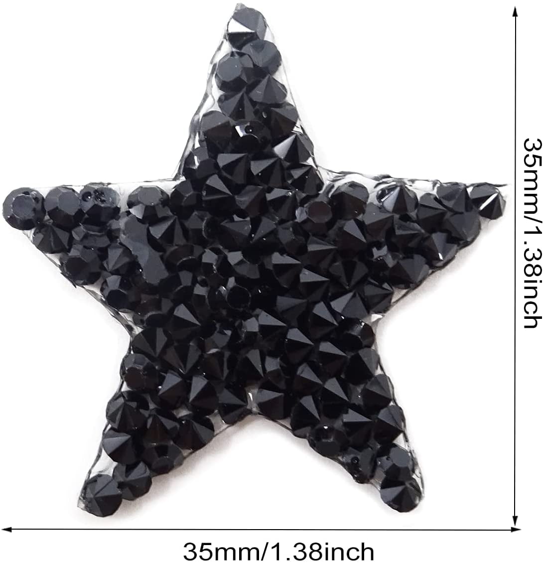 Black Honbay 12PCS Star Shape Rhinestone Patches Hot-Melt Adhesives Appliques Clothing Repair Decoration Patches for DIY Accessory 