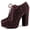 Burgundy Leopard, variant on BLISSFUL STEP Women's Platform Block Heel Lace Up Booties Black 7