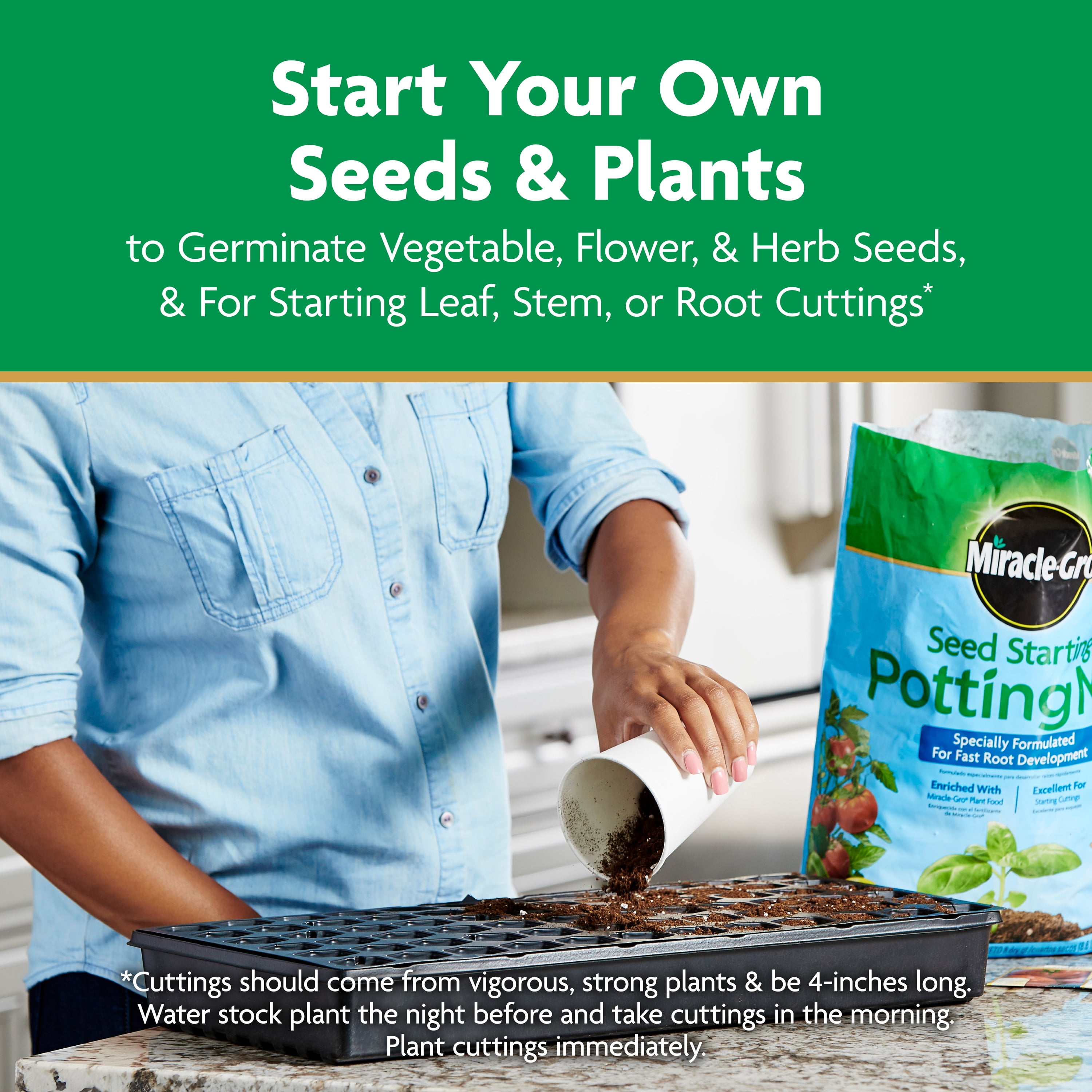 Miracle-Gro Seed Starting Potting Mix, Enriched with Plant Food, Fast Root  Development, 8 qt. (2 Pack) - Walmart.com
