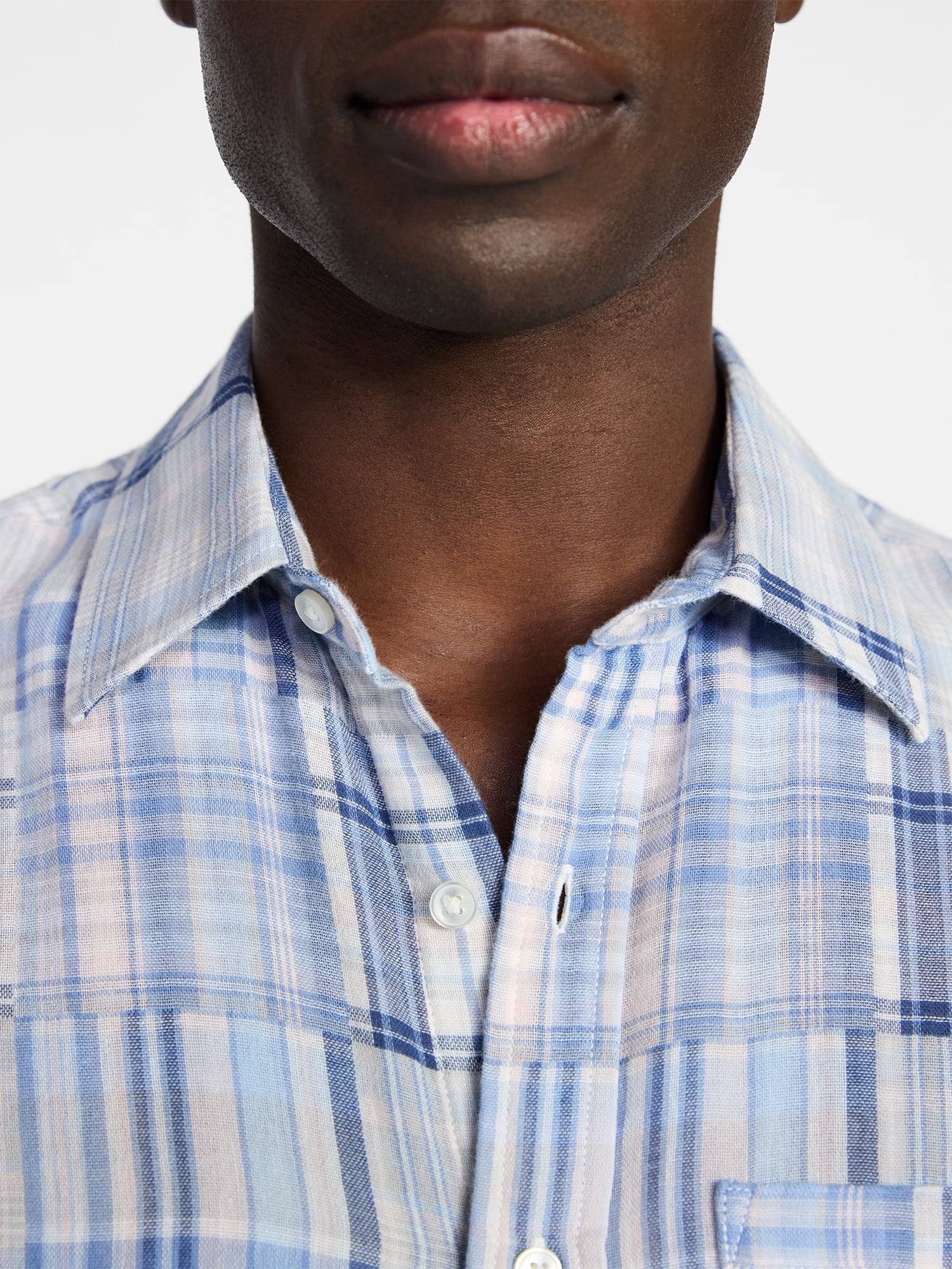 George Men's Patchwork Shirt with Short Sleeves, Sizes S-5XL