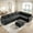 Black, variant on 102" L-Shaped Sectional Sleeper Sofa Bed, 7-Seat Convertible Couch with Pull-Out Bed, Reclining Backrest, USB Ports & LED, Ottoman & Storage Seat for Living Room Apartment Office Chenille Beige