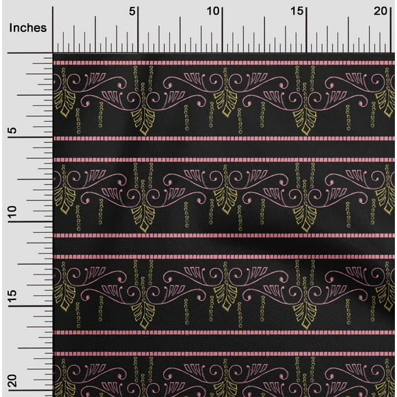 oneOone Polyester Lycra Fabric Swirl & Floral Block Printed Fabric 1 Yard 56 Inch Wide