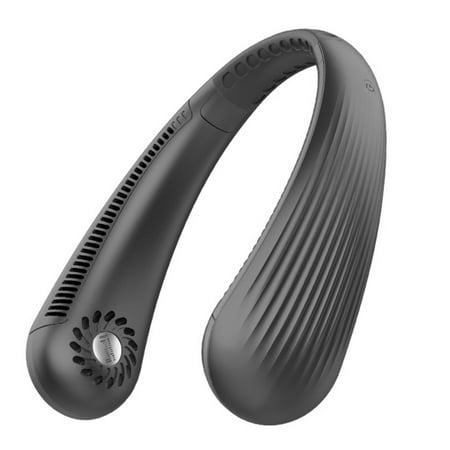 

Portable Fan for Travel Headphone Design Will Not Hit Face & Hair 3 Speeds Adjustable Button Control Solid Color Black