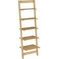 thumbnail image 3 of 5-Tier Ladder Shelf - 50-Inch Narrow Leaning Bookshelf - Wooden Bookcase for Living Room, Bathroom, Kitchen, Office, or Bedroom Furniture (Oak), 3 of 7