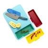 Tasty 5 Piece Cutting Board Prep Station with Removable Trays and Megatoku Knife Set, Royal Blue