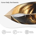 thumbnail image 5 of Xecao Luxurious Gold Flow Print Soft Velvet Decorative Throw Pillow Covers, Square Cushion Cases for Bed, Sofa, Living Room, Car, and Indoor Outdoor Use-20"x20", 5 of 8