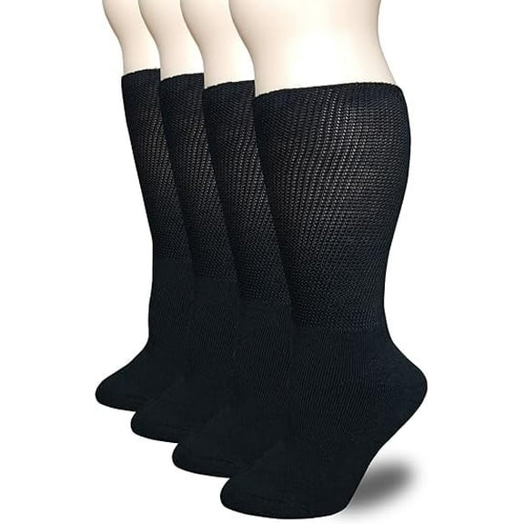 2 Pairs Extra Wide Diabetic Socks for Men Women,Plus Size Socks for Swollen Feet,Non-binding Hospital Socks,Non Slip Socks,One Size Unisex
