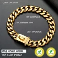 thumbnail image 4 of Collar De Perro De Eslabón Cubano, Cadena De Oro, Collar Lux, 4 of 8