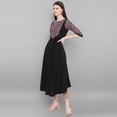 thumbnail image 4 of Janasya Indian Round Neck 3/4 Sleeve Digital Print Black Poly Crepe Kurta For Women, 4 of 7
