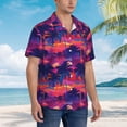 thumbnail image 2 of Lsque Retro Palms pattern Hawaiian Shirt for Men, Unisex Summer Beach Casual Short Sleeve Button Down Shirts-Large, 2 of 9