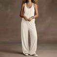 thumbnail image 6 of PRINxy Women Multi Pocket Daily Two Piece Set Summer Sleeveless V Neck Vest High Waist Wide Leg Pants Travel Home Comfortable Leisure Outfit White XL, 6 of 7
