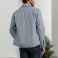 thumbnail image 6 of ZCFZJW Men's Casual Shirt Jacket Long Sleeve Button Down Flip Collar Overshirt Lightweight Shacket with Pockets Light Blue S, 6 of 7