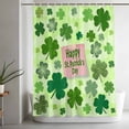 thumbnail image 5 of Happy St. Patrick's Day Shower Curtain Set, Waterproof Shower Curtains for Bathroom, Spring Lucky Shamrock Cloud Green Washable Fabric Bath Curtain for Bathtub Decoration with Hooks 48x72 Inches, 5 of 9