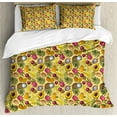 thumbnail image 1 of Fruit Queen Size Duvet Cover Set, Various Tropical Fruits Kiwi Mango Papaya Coconut Sweet Juicy Tropical Summer Food, Decorative 3 Piece Bedding Set with 2 Pillow Shams, Multicolor, by Ambesonne, 1 of 3