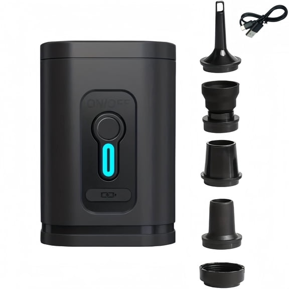Portable Air Pump for Inflatables,Fast Inflation Mini Electric Air Pump with Usb Rechargeable Air Pump with 5 Nozzles 1200mAh Battery for Camping,Pool Floats, Air Mattress, Boats,Storage Bags