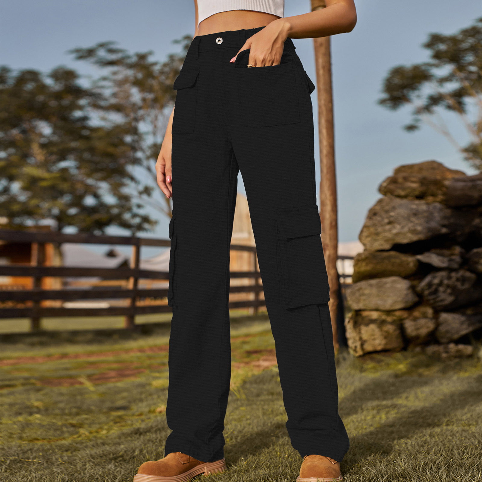 Jyeity Women'S Blazer Fashion Casual, Spring/Pocket Button Mid Waist Tight  Pants Navy Blue Dress Pants For Women Black Size XL(US:10) 
