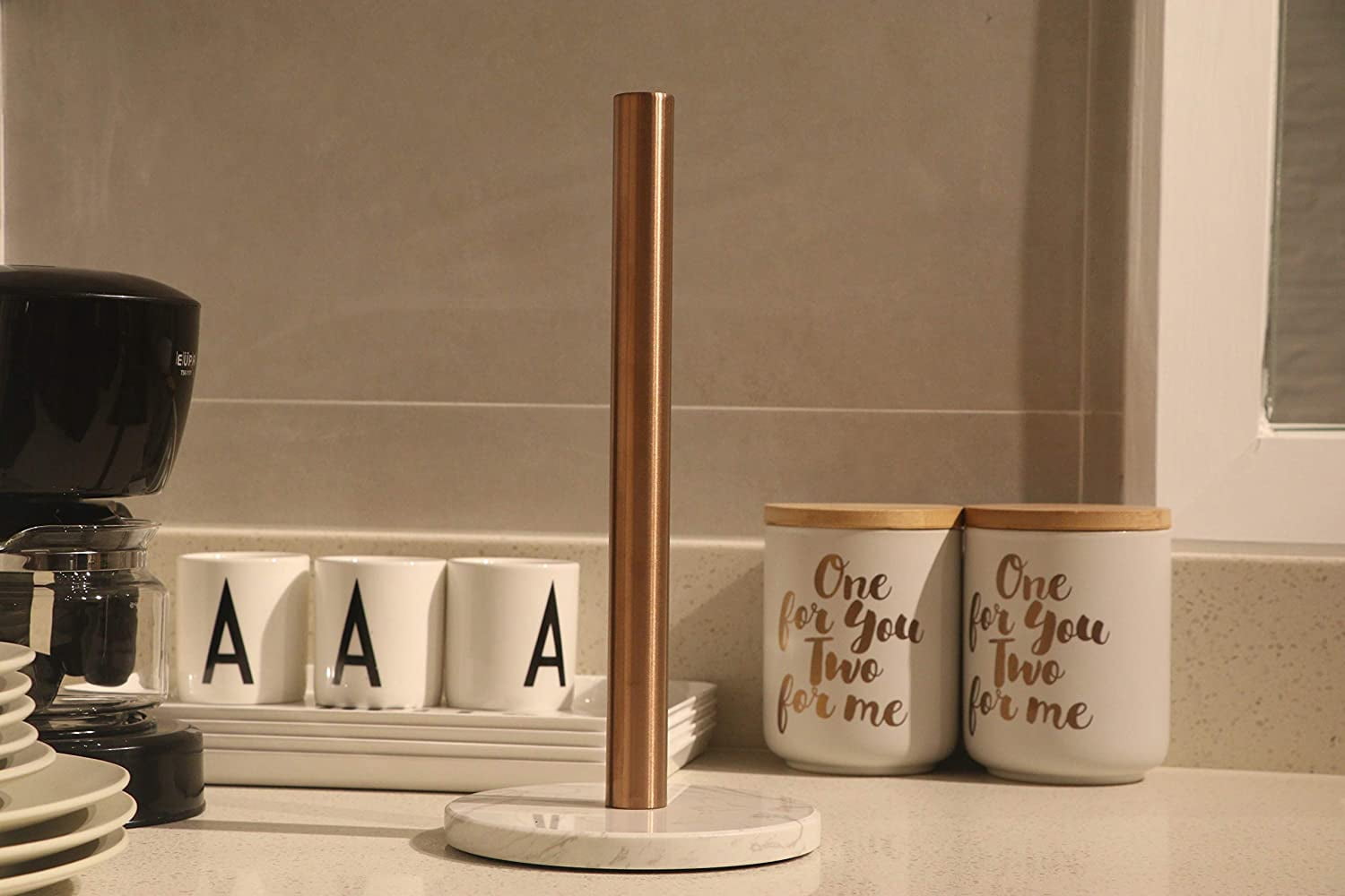 Marble Paper Towel Holder Copper Plated Paper Towel Holder with Marble Base (KZ33 - Bronze)