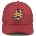 thumbnail image 2 of Daxton Premium Mid Profile Hat Semi Curved Visor Red Cap Black Gold Gothic Embroidered, Letter S, 2 of 4