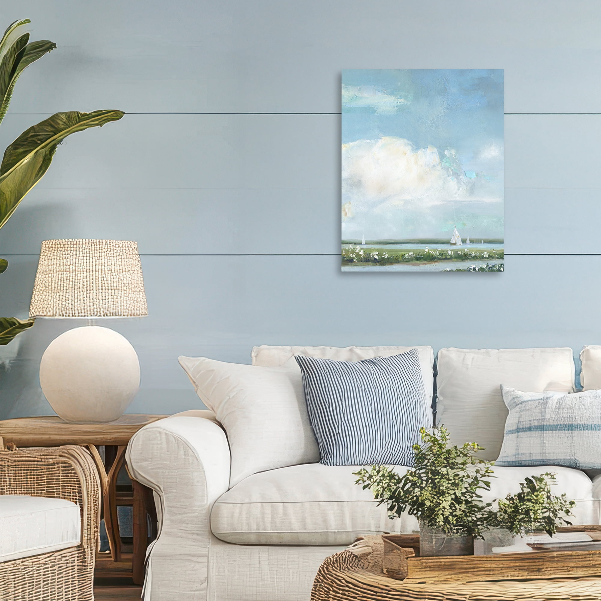 Stupell Industries Seaside Sailing Along Meadow Canvas Wall Art, design by Sally Swatland