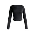 thumbnail image 5 of Women's Slim Fit Crop Tops Long Sleeve Square Neck Solid Color T-Shirt, 5 of 9