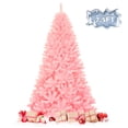 thumbnail image 1 of Patiojoy 7.5Ft Artificial Christmas Tree Hinged Spruce Full Tree with Metal Stand Pink, 1 of 9