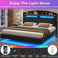 thumbnail image 7 of Floating Bed Frame King Size with Charging Station and Storage Headboard, King LED Floating Platform Bed, No Box Spring Needed, PU Black, 7 of 7