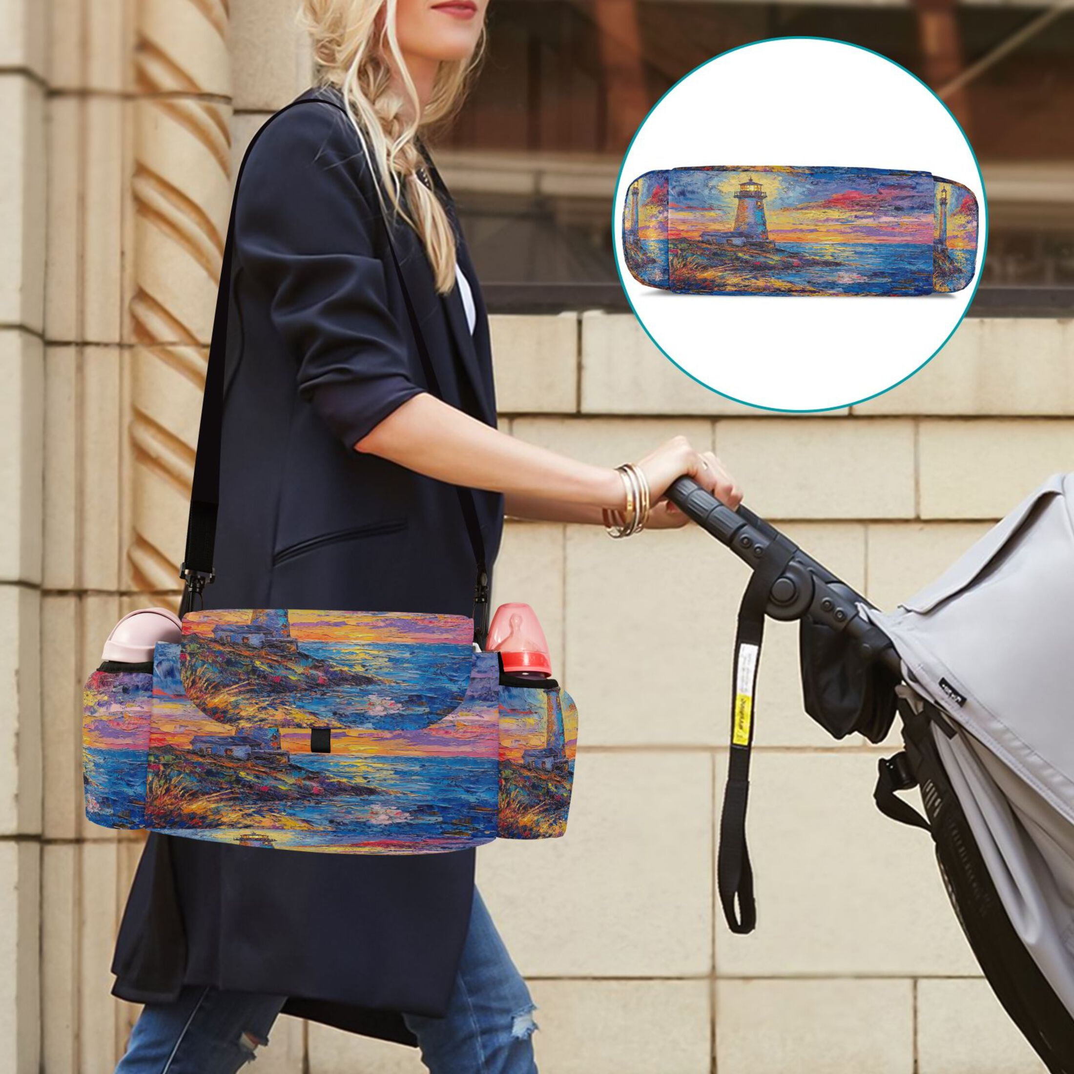 DIXRUYEE Stroller Organizer Guiding Light Printed