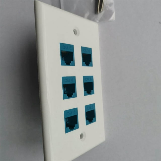 10X Placa de Pared Ethernet 6 de 6 Puertos, Placa de Pared Ethernet Hembra-Hembra Extraíble Compatible con Cat7 / 6 / 6E / 5 / 5E