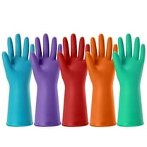 5 Pairs Rubber Cleaning Gloves for Household,  Colorful Reusable Dishwashing Gloves for Kitchen