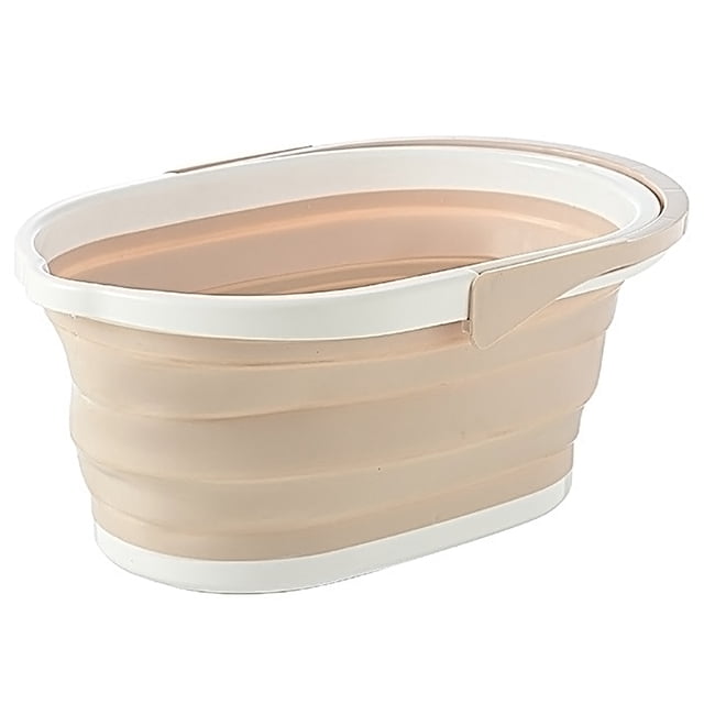 Cubo plegable con asa Contenedor de agua plegable portátil Cubo que ahorra espacio MABOTO Beige