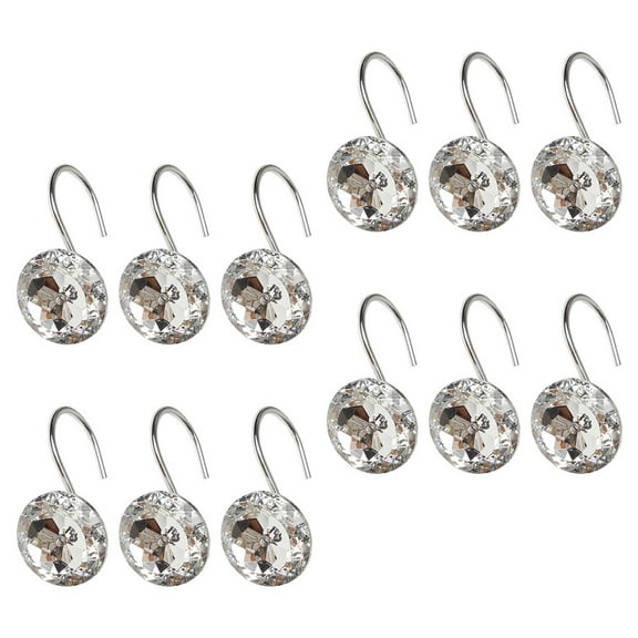 WRITWAA Silver Shower Curtain Hooks, Low Noise, Acrylic and Metal, 12Pcs